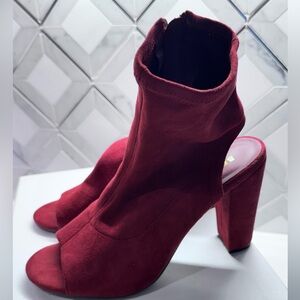 Peep-toe Women's Chunky Suede Heel Booties